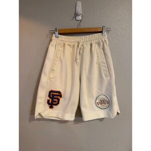 New Era San Francisco Giants Fleece Shorts Mens Sm Cream SF Chenille Patch